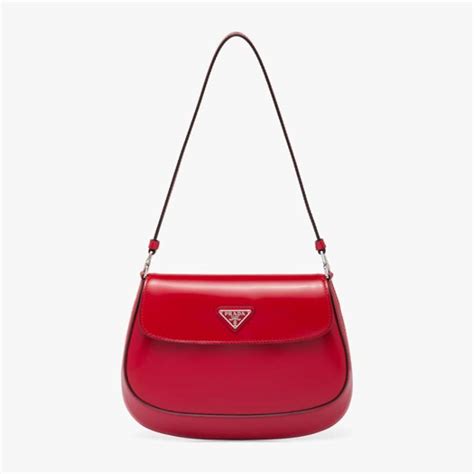 prada red brushed leather shoulder bag|Prada tessuto nylon shoulder bag.